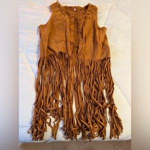 Brown suede vest with fringe